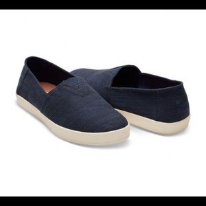 Toms Men's Avalon Linen Shoes Navy Slubby size 9.5